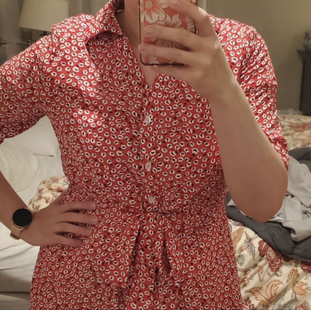 Floral Print Button Front Dress